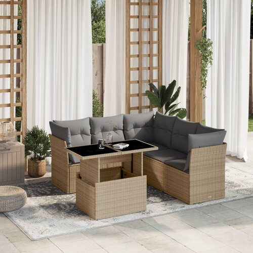 VidaXL 6-dijelni set vrtnih sofa s jastucima bež od poliratana Slike