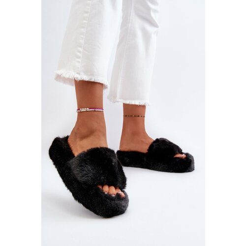 Kesi Women's fur slippers Black Stepia Cene