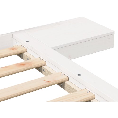 VidaXL Floor Krevet s Noćnim Ormarićima Bijeli 120x200cm Čvrsto Drvo Slike