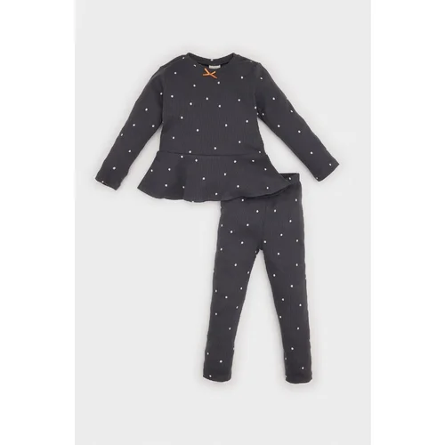 Defacto Baby Girl Pajama Set Polka Dot Long Sleeve Ribbed Camisole Top Long Bottom