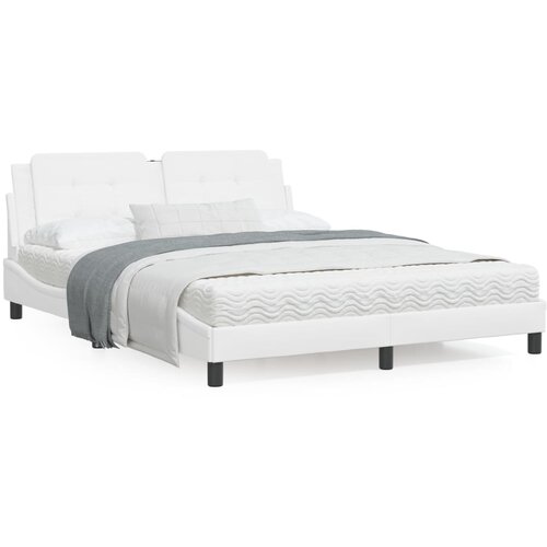 VidaXL Okvir za krevet s uzglavljem bijeli 160x200 cm od umjetne kože Slike