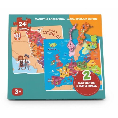  MAGNETNA SLAGALICA - MAPA SRBIJE I EVROPE 24 PCS Slike