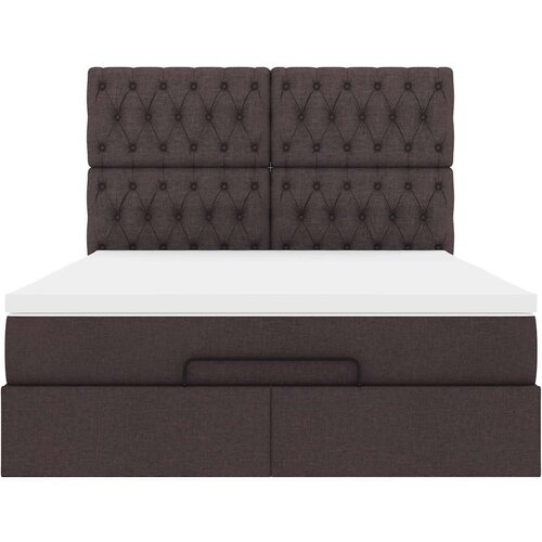  Otomanski krevet s madracem i LED tamnosmeđi 140x190 cm tkanine Slike