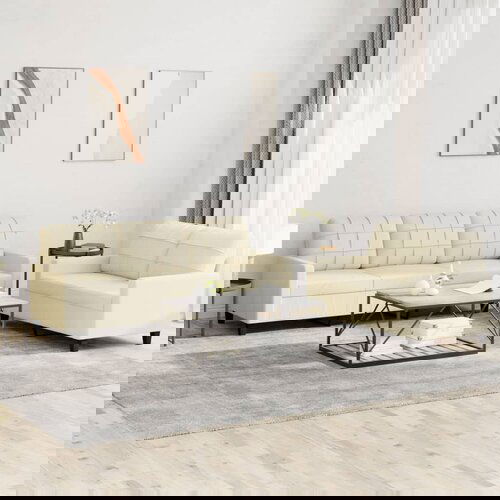 VidaXL 2-dijelni set sofa s jastucima krem od umjetne kože Slike