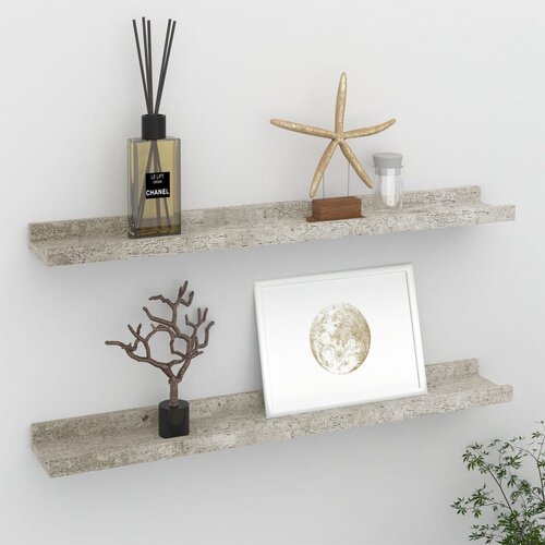 VidaXL Zidne police 2 kom siva boja betona 60 x 9 x 3 cm Slike