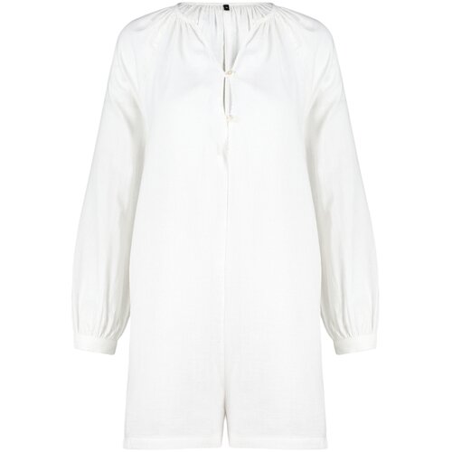 Trendyol White Woven Muslin 100% Cotton Jumpsuit Cene