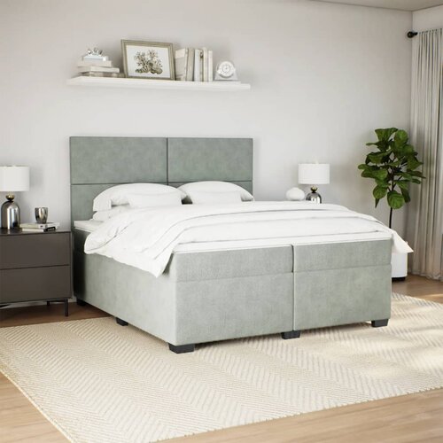  Krevet s oprugama i madracem svjetlosivi 200x200 cm bar&amp;scaron;unasti Slike