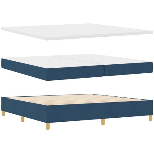  LED Box Spring Krevet s uzglavljem Plava 200 x 200 cm tkanina Slike