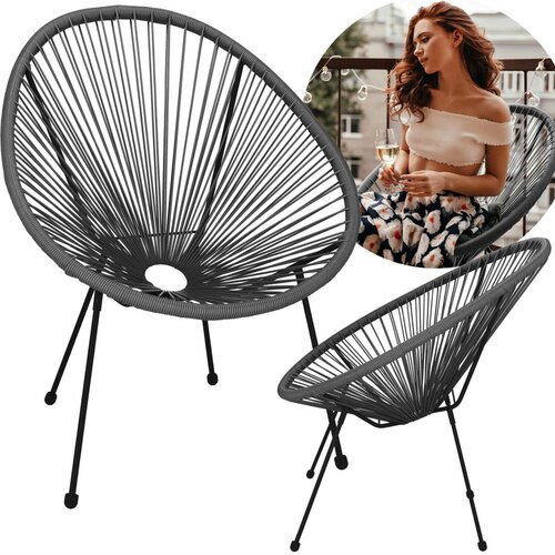 Springos vrtna stolica od ratana,siva 72 x 82 x 85 cm Slike