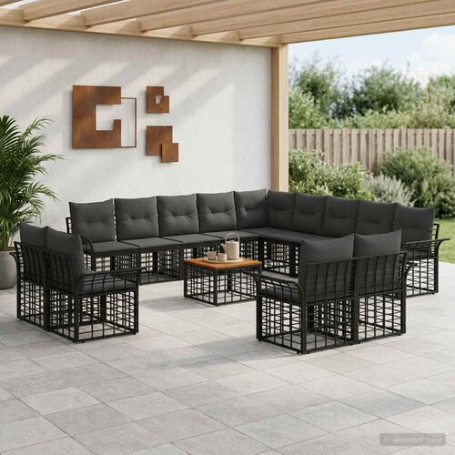  Set vanjskih sofa 14 kom. Crna i tamno siva Poliester Cene