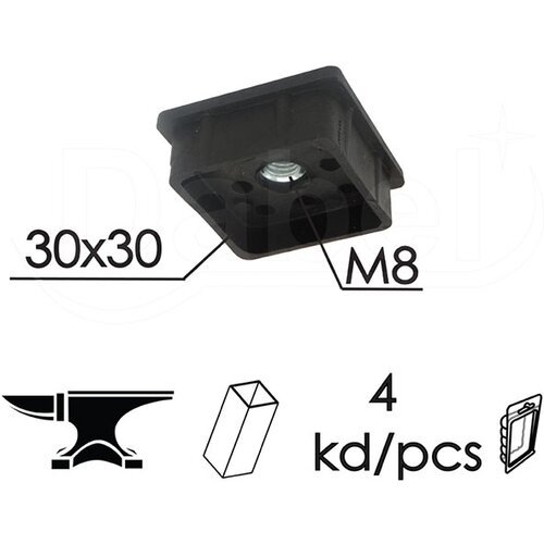 Dabel čep za bravarsku kutiju sa navrtkom ČPN23 Crna 30x30/M8 (4kom) DBP1 Slike