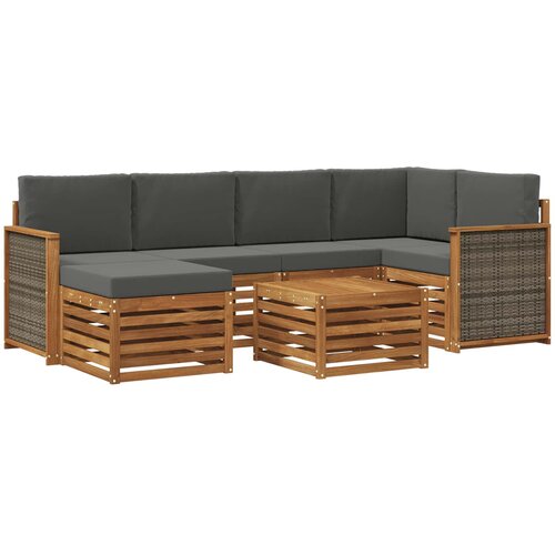 Set vanjskih sofa 6 kom. Prirodna i antracit Slike