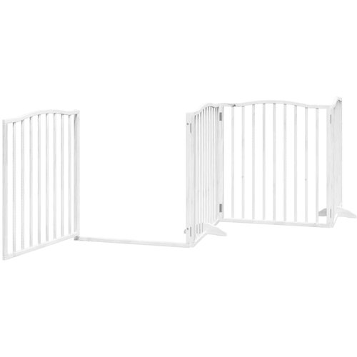  Vrata za pse s vrata&amp;scaron;cima 8 panela sklopiva 640 cm drvo topole Bijela 80 x 90 x 2 cm Slike