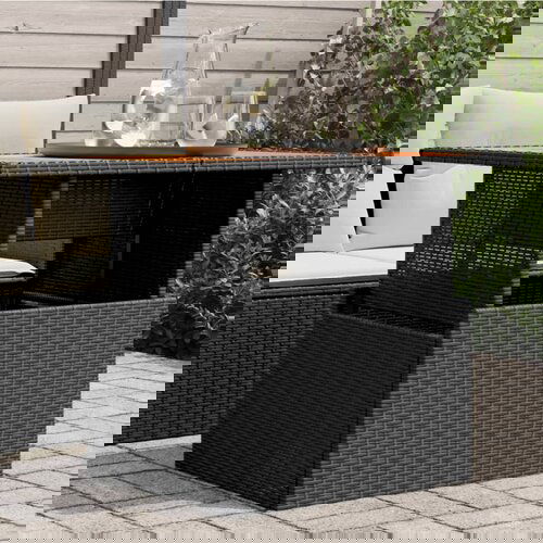 The Living Store Vrtna miza črna 100x55x73 cm poli ratan in akacijev les - Vrtna Miza, (21472982) Slike