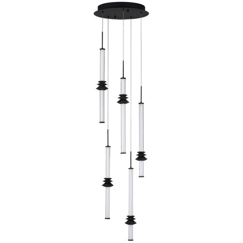 Nova Luce Mat črna keramična LED zatemnitvena viseča svetilka s senčilom iz akrilnega stekla &oslash; 35 cm Stalactite &ndash; Cene