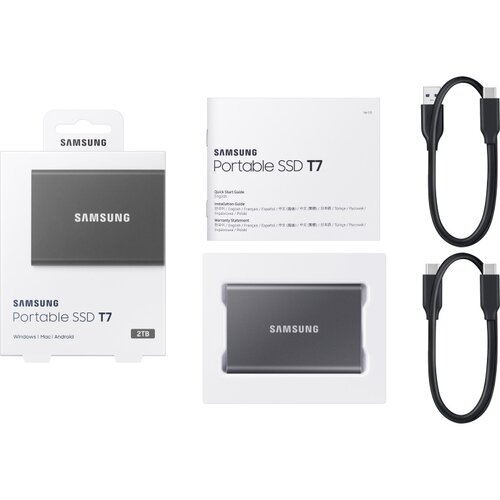 Samsung T7 MU-PC2T0T/pogon trdnega stanja/2 TB/USB 3.2 Gen 2 MU-PC2T0T/WW Slike