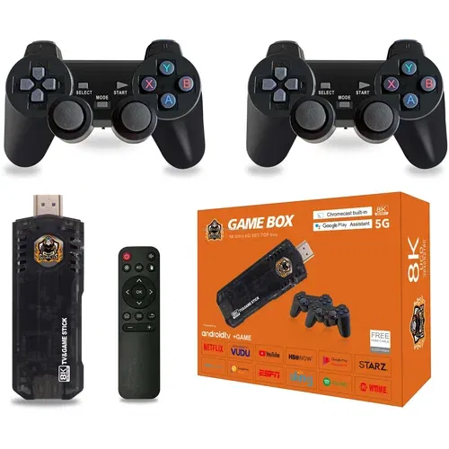 začasna blagovna znamka Game TV Stick Video igralne konzole Brezžični krmilnik Gamepad Best Hd Arcade Retro X8 Android 10 Games Dual OS 2.4G 4K 64GB Ps1, (21092965)