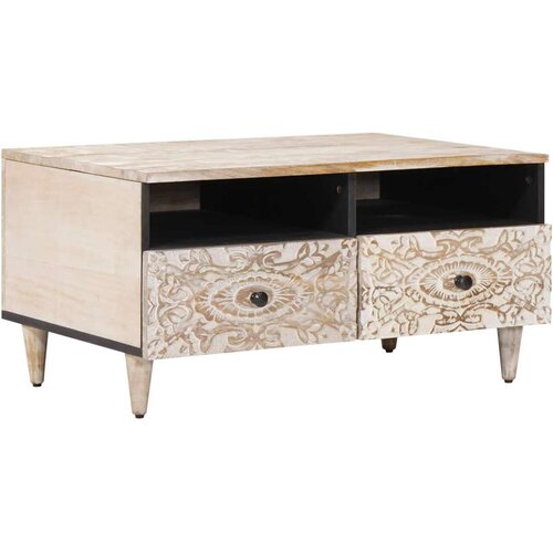  Klubska miza s predalom Bela 80 x 54 x 40 cm Masiven les manga, (5000295537) Cene