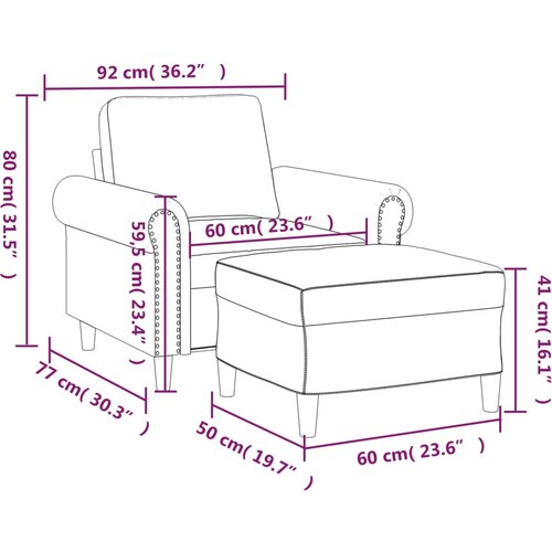  Fotelja s tabureom boja cappuccina 60 cm od umjetne kože Slike