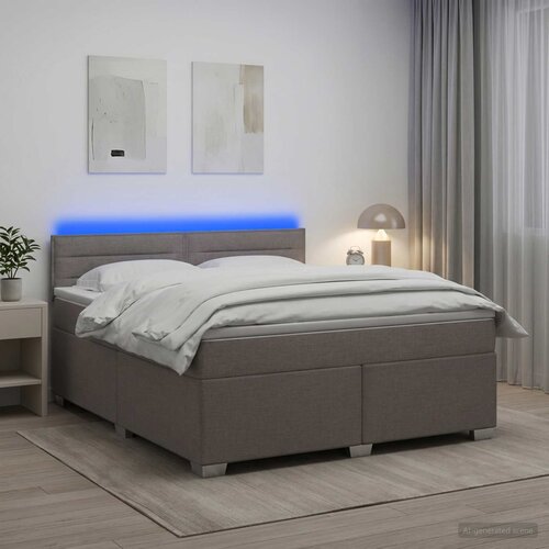  s box springom, madracem i LED-om Sivosmeđa 140 x 200 cm Cene