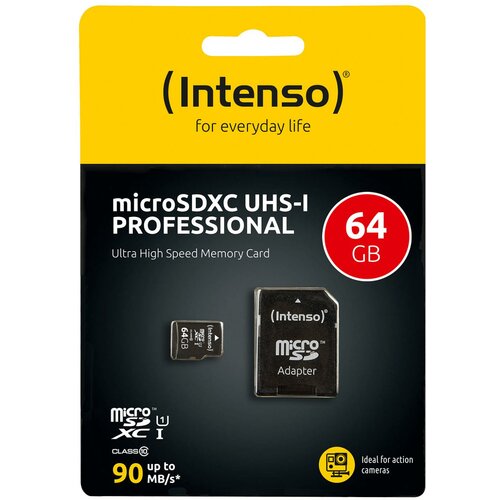 Intenso Micro SDHC/SDXC kartica 64GB Class 10, UHS-I +adapter, Pro - MicroSD 64GB Class10 UHS-I Pro Slike