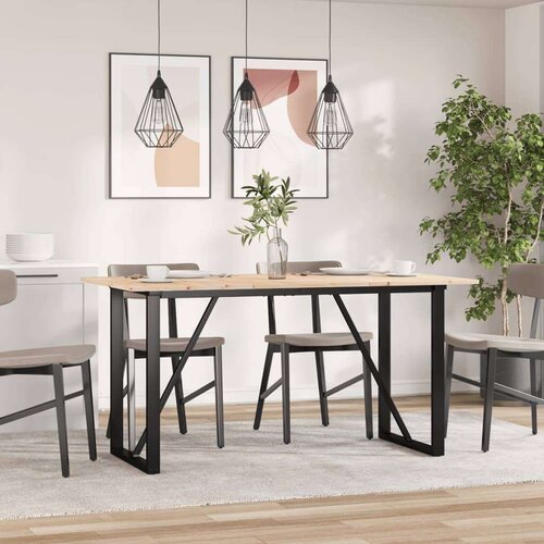 VidaXL Blagovaonski stol O-oblika 140x80x75 cm od borovine i željeza Slike
