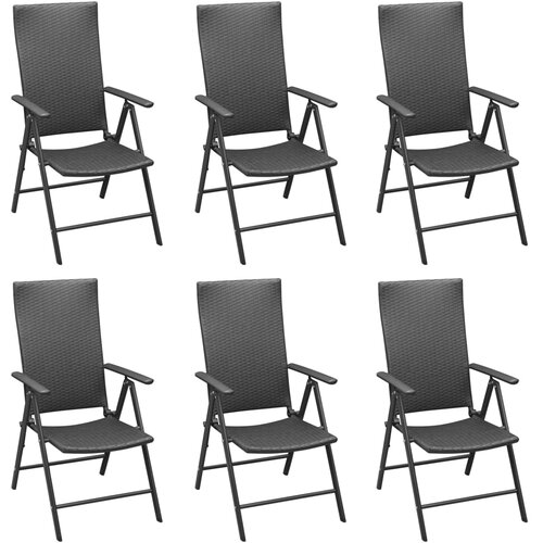  7-dijelni vrtni blagovaonski set od poliratana crni Crna Dužina stola 160 cm Slike