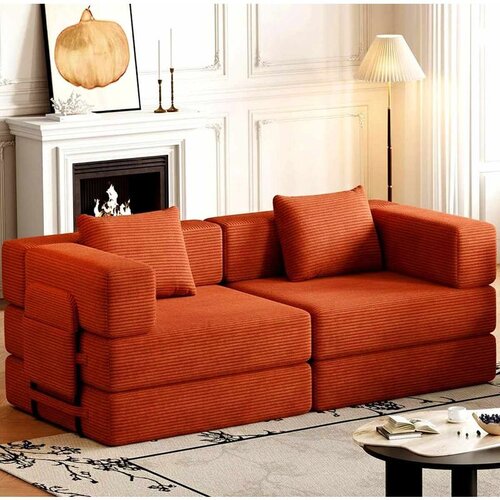 Atelier Del Sofa Minimalist trosed na razvlačenje 190 cm, cigla crvena Slike