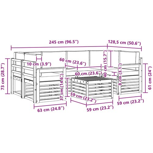  Set vanjskih sofa 7 kom. Bijela i svjetlosiva Poliester Slike