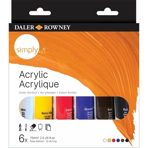 DALER ROWNEY Simply Set akrilnih boja 6 x 75 ml