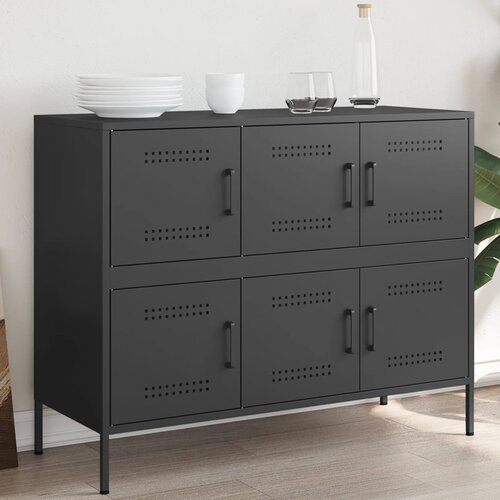 vidaXL Komoda črna 100,5x39x79 cm hladno valjano jeklo Cene