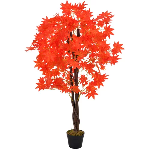 vidaXL Umetna rastlina javorjevo drevo z loncem rdeča 120 cm, (20747949)