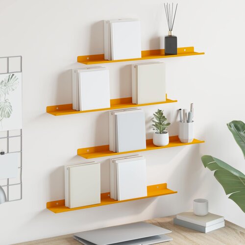  Lebdeća polica Zidne 4 pcs Žuta 60 x 8,5 x 2,5 cm Čelik Cijene