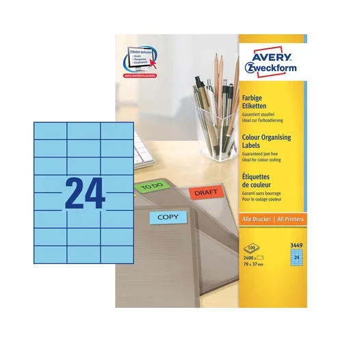 Avery Zweckform Etikete za označevanje, modre 70 x 37 mm