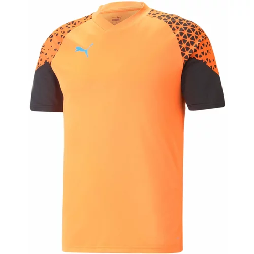 Puma Tehnička sportska majica neonsko plava / mandarina / crna
