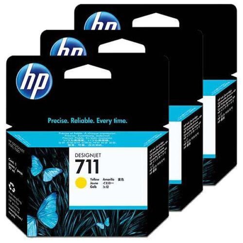 HP CZ136A nr.711 (3 X CZ132A) rumena, originalna kartusa Slike