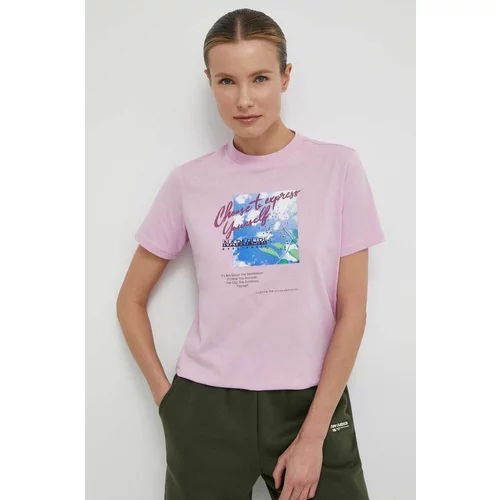 Napapijri Pamučna majica S-Yukon za žene, boja: ružičasta, NP0A4HOGP1J1