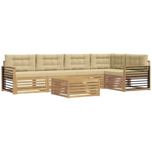 vidaXL Zunanja garnitura za sedenje 6 pcs Bela in bež Poliester, (5000281603) Cene