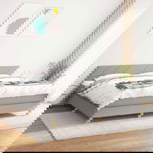  Box spring postelja z vzmetnico svetlo siva 180x200 cm blago, (20846866) Cene