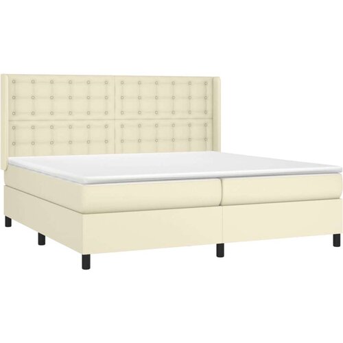  Krevet s oprugama i madracem krem 200x200 cm od umjetne kože Slike