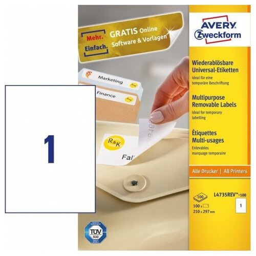 Avery Zweckform Odstranljive univerzalne etikete 210 x 297 mm Cene