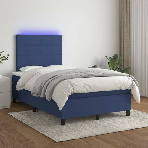  Box spring postelja z vzmetnico LED modra 120x200 cm blago, (20893470)