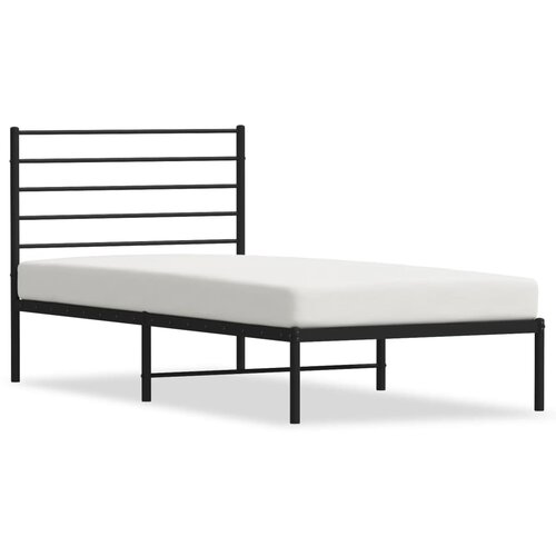 Maison Chic Kovinski Posteljni okvir - Enojna postelja - Postelja za odrasle z vzglavjem črn 100x200 cm, (21693955) Slike