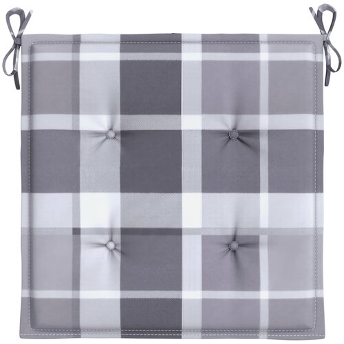  Jastuci za vrtne stolice 4 kom sivi karirani 50x50x4 cm tkanina Slike
