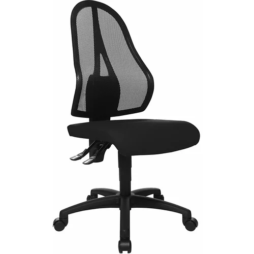 Top Star Vrtljiv pisarniški stol OPEN POINT P, črno mrežasto naslonjalo za hrbet, brez naslonov za roko, črna sedežna prevleka