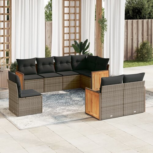 vidaXL 8-dijelni set vrtnih sofa od poliratana s jastucima sivi Cijene