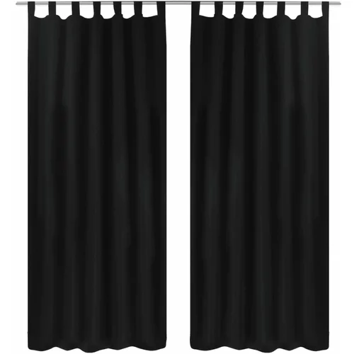 vidaXL 2 kosa črnih satenasih zaves z obročki 140 x 245 cm
