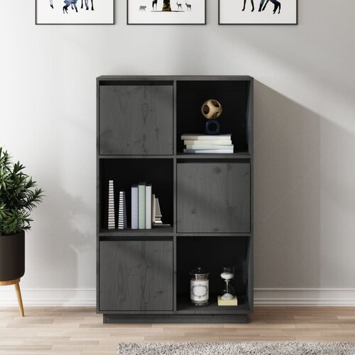 vidaXL Visoka omara siva 74x35x117 cm trdna borovina Cene
