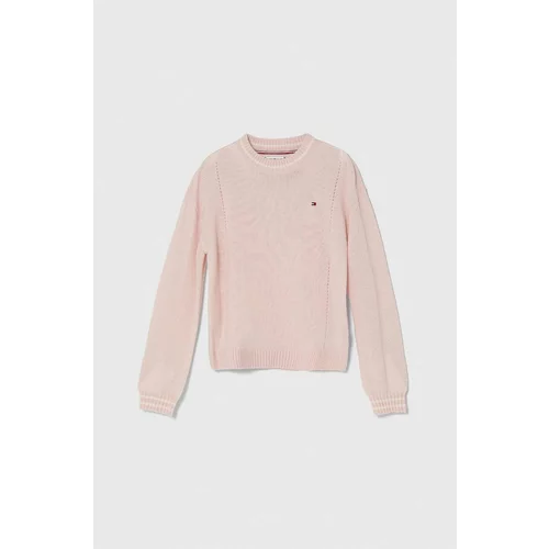 Tommy Hilfiger Otroški volneni pulover roza barva