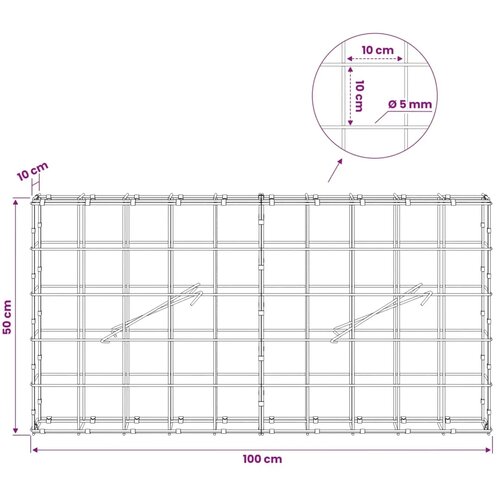 Gabion s žicom debljine 5 mm i mrežom 10x10 cm 100x10x50 cm - 10 cm 50 cm 100 cm Slike